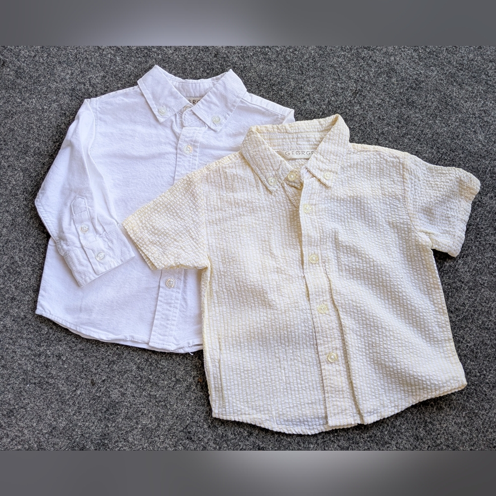 George Infant Long and Short Sleeve Shirts-set of 2- Size 12 Months